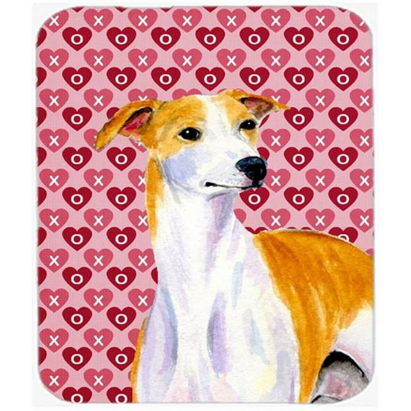 Whippet Hearts Love And Valentines Day Portrait Mouse Pad, Hot Pad or Trivet
