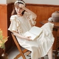 thumbnail image 2 of Camisón de encaje con volantes para mujer, ropa de dormir coreana, vestido de noche, pijamas de una pieza, cuello cuadrado, ropa de casa de manga corta sólida, Verano, 2 of 4