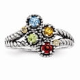 thumbnail image 2 of Sterling Silver & 14k Four-stone and Diamond Mother's Ring Semi-Mount - Size 8, 2 of 3