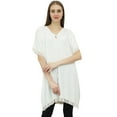 thumbnail image 2 of Bimba Women's White Kimono Sleeve Casual Boho Tunic Blouses Top With Fringes-14, 2 of 5