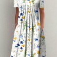 thumbnail image 1 of Vestido Estampado Completo Con Pliegues, Vestido Casual De Cuello Redondo Y Manga Corta, Ropa De Mujer, 1 of 4