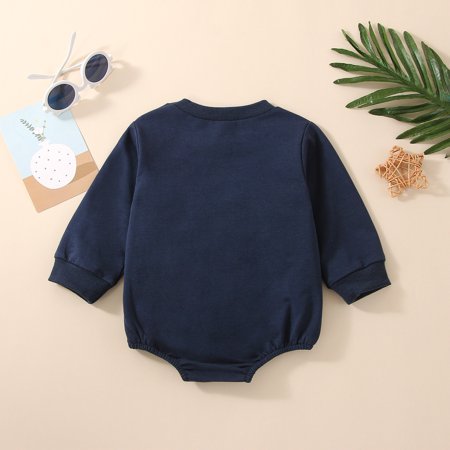 

TOWED22 Christening Outfits For Boys Newborn Infant Baby Toddler Girl Christmas Outfit Crewneck Santa Print Sweatshirt Romper Bodysuit Fall Winter Clothes Blue