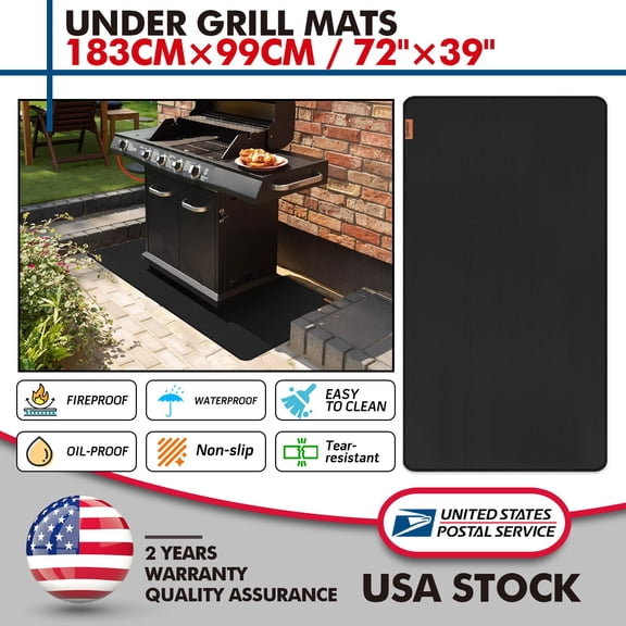 Under Grill Floor Mat 72x40 inches Fireproof Oil-Proof For Deck Floor Protector