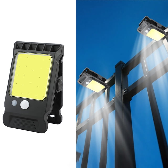 Lámpara solar con clip y sensor inteligente | Lámpara de exterior para valla con 3 modos | Iluminación de pared con sensor de movimiento para jardín, puerta, garaje, patio y terraza.