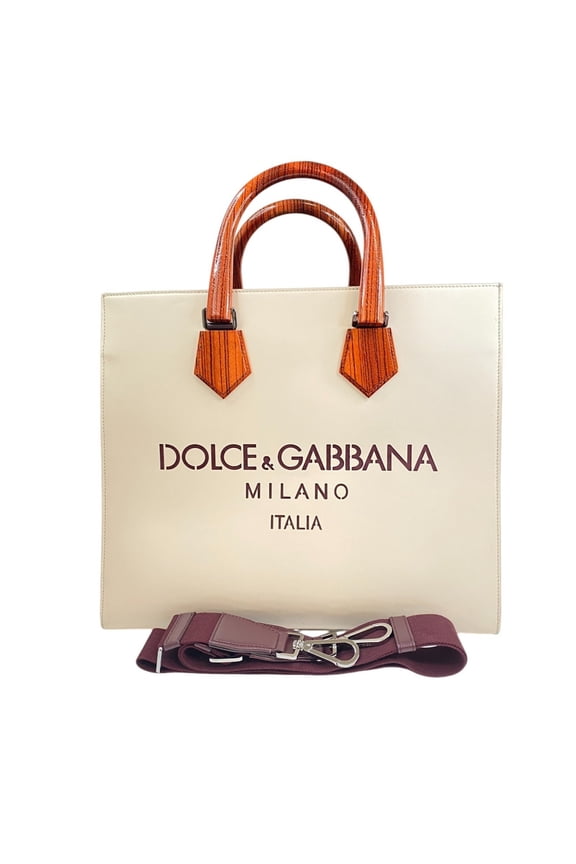 Pre-Owned Dolce & Gabbana D&G Men's 2-way Shoulder Bag Tote Wood Leather (Good)