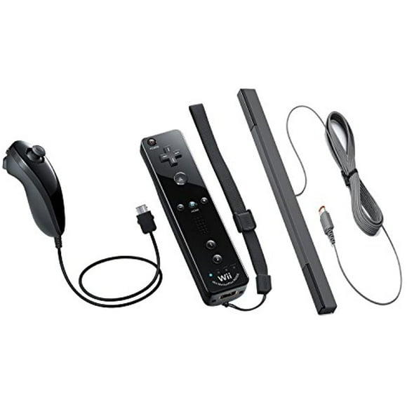 Nintendo Wii & Wii U Bundle Remote Plus with Jacket, Nunchuk and Sensor Bar - Black