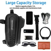 Bike Bags for Bicycles,Bike Phone Front Frame Bag,Waterproof Bicycle Phone Mount Top Tube Cycling Frame Bag Bike Phone Holder Bag Bike Accessories Bag with TPU Touch Screen Sun Visor Fit 7inch