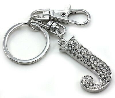 Clear Name Alphabet Initial Letter J Car Keychain Key Ring Wedding Gift Charm 