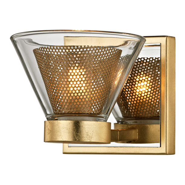 Bathroom Vanity 1 Light With Gold Leaf and Polished Chrome Finish Hand
