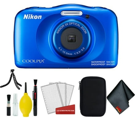Nikon Coolpix W150 Wi-Fi Rugged Waterproof Digital Camera (Blue) 13.2 MP Bundle with Carrying Case + More (Intl