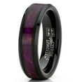 thumbnail image 2 of Metal Masters Womens Tungsten Fashion Ring Purple Fuchsia Wood Inlay Wedding Band Black 6mm, 2 of 5