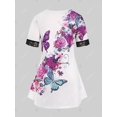 thumbnail image 3 of Camiseta Estampado Floral Mariposa Talla Extra Rosegal  Camisetas tallas grandes, 3 of 5