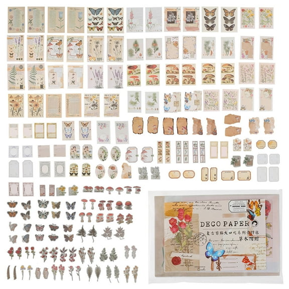 MTFun Scrapbooking Stickers Washi Stickers Antique Paper Stickers Retro Decorative Decals Collection Stickers for Art Journaling DIY Crafts Diary Bullet Journal Planners,Style A