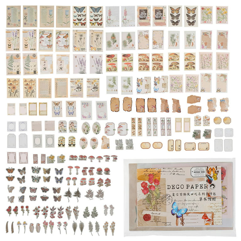 Vintage Scrapbook Stickers Washi Stickers Antique Paper Stickers Retro Decorative Decals Collection Stickers for Art Journaling DIY Crafts Diary