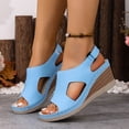 thumbnail image 6 of Women's Solid Color Wedge Sandals Casual Open Toe Wide Width Comfortable Non Slip Adjustable Hook and Loop Strap Cutout Wedge Heel Shoes for Summer Daily Wear, 6 of 10