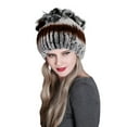 thumbnail image 1 of Bonnet à Fourrure de Couleur Contrastante pour Femmes Hiver avec Patchwork, 1 of 4