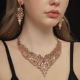 thumbnail image 4 of AEXTO Wedding Bridal Jewelry Set Crystal Rhinestone Statement Necklace Vintage Collar Necklace Dangle Earrings Set for Women, 4 of 14