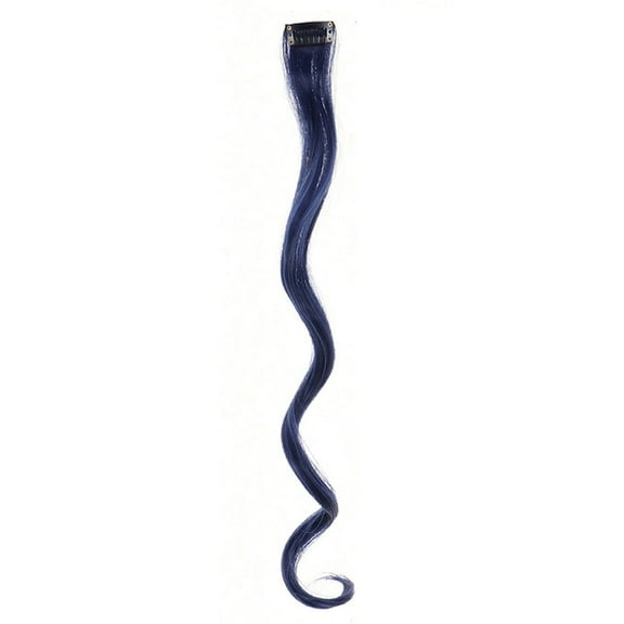 XmhyTop 6-Pack 18-Inch Vibrant Single-Color Clip-In Hair Extensions, Wavy Synthetic Highlight Streaks, Party, Festival & Gift Ideas, Women's Fashion Hairpieces,Navy Blue