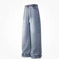 thumbnail image 2 of HOMADLES Men's Loose Fit Jeans Straight Leg Stretch Soft Casual Pants Side Pocket Fashion Pants Light Blue Size 2XL, 2 of 5