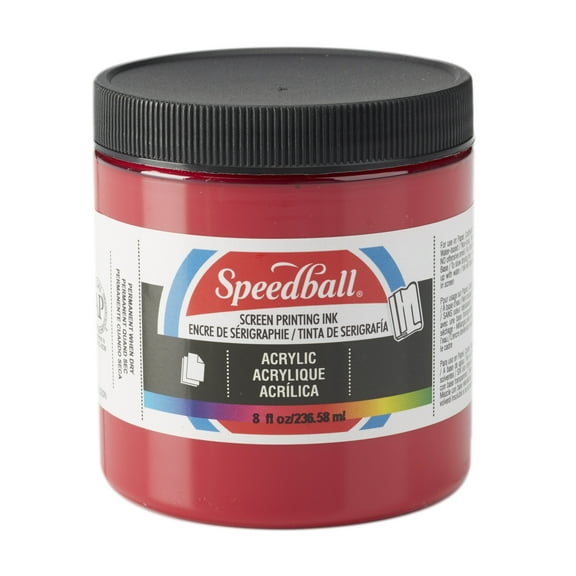 Speedball Permanent Acrylic Screen Printing Ink, 8 oz. Jar, Dark Red