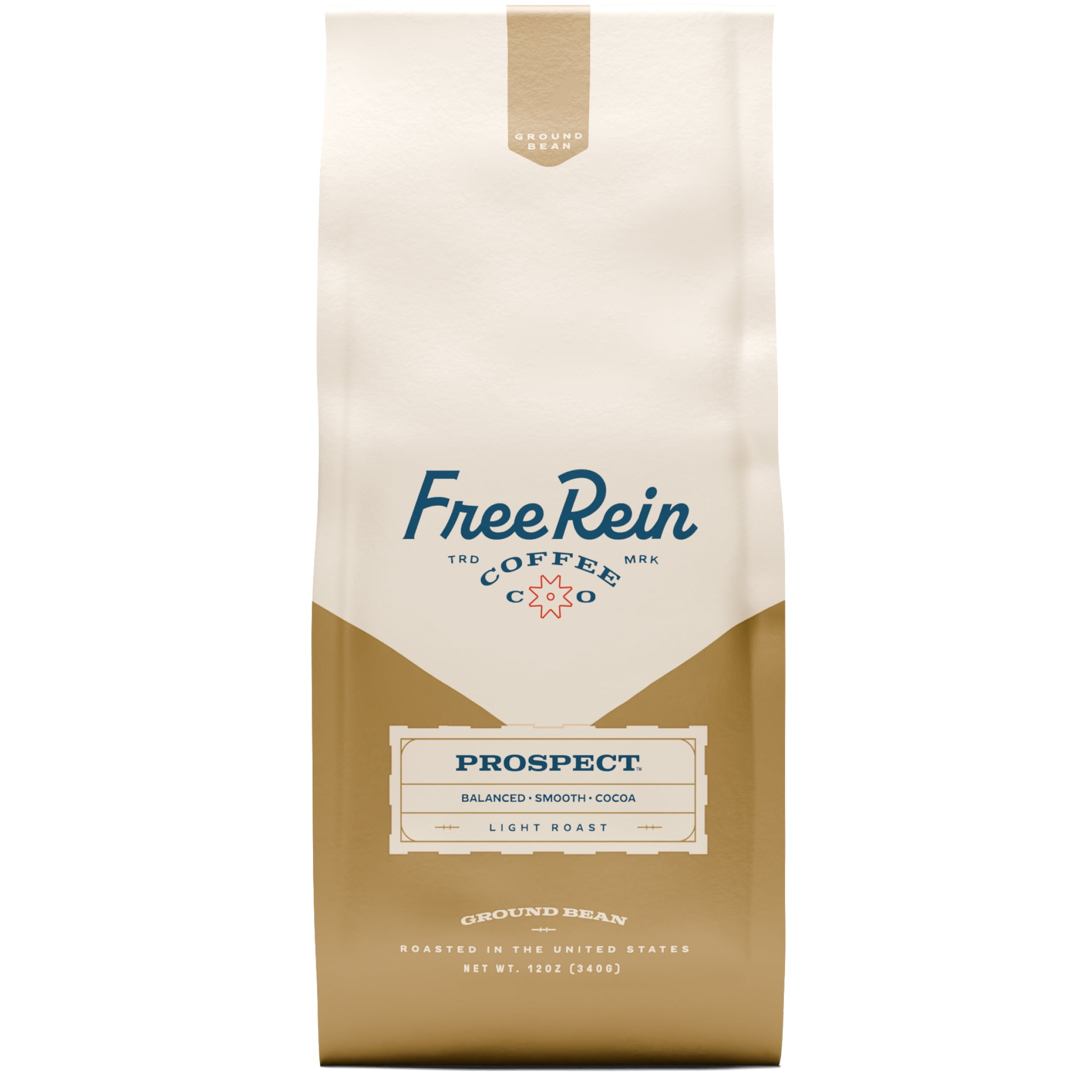 (6 pack) Free Rein Coffee Company, Prospect Light Roast Ground Coffee - Smooth and Crisp Coffee, Roasted in America, 12oz Bag