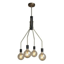 Woodbridge Lighting Bentley 4-Light G125 Metal Chandelier in Brass/Black