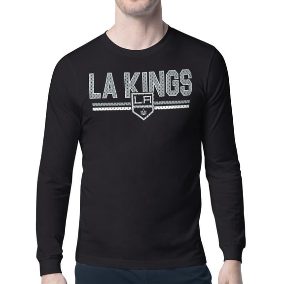Men's Starter Black Los Angeles Kings Mesh Look Team Name Long Sleeve T-Shirt