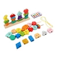 thumbnail image 3 of Juego de juguetes de secuenciación de perlas de madera, bloques apilables, juegos interactivos, clasificación de colores, juguetes educativos temprano, 3 of 9