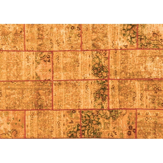 Ahgly Company Indoor Rectangle Patchwork Orange Transitional Area Rugs, 2' x 5'