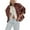 Chocolate, variant on Women's Cropped Quilted Jacket Floral Printed LightWeight Padded Puffer Cardigan Coat Outwear