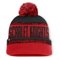 thumbnail image 2 of Men's Fanatics Scarlet/Black Rutgers Scarlet Knights Thrive Cuffed Knit Hat with Pom, 2 of 2