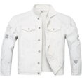 thumbnail image 1 of LZLER Veste en Jean Décontractée pour Hommes, Veste en Denim de Sport Déchirée, 1 of 6