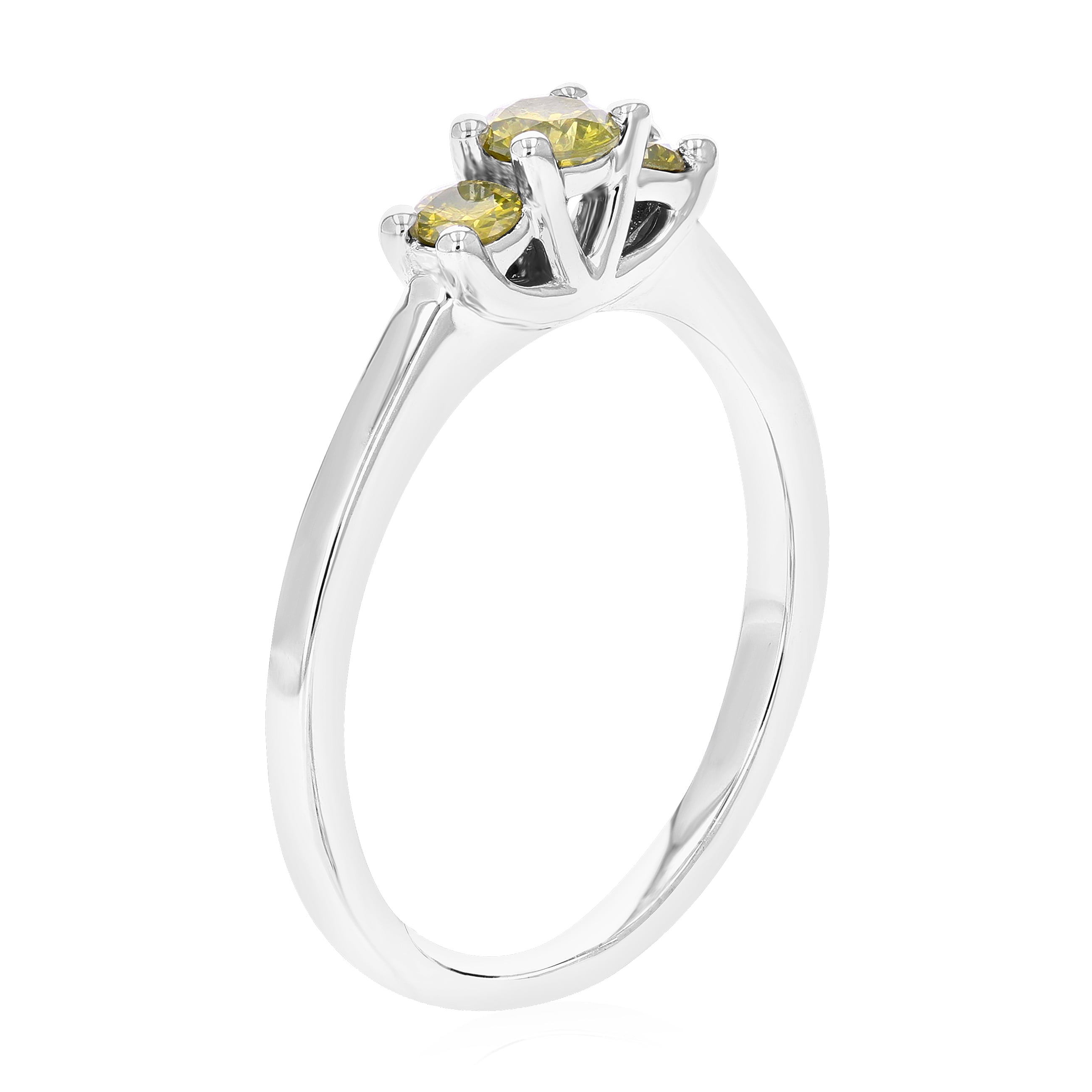 Vir Jewels 1/3 CTTW 3 Stone Yellow Diamond Engagement Ring for Women in .925 Sterling Silver