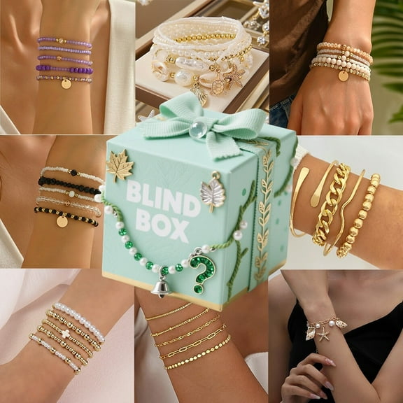 Blind Box Bracelet Set 8 Random Stackable Layered Bracelets for Women Christmas Gift Jewelry