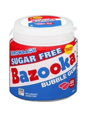 Bazooka Sugar-Free Bubble Gum, 60 Pieces, 6 Pack Case