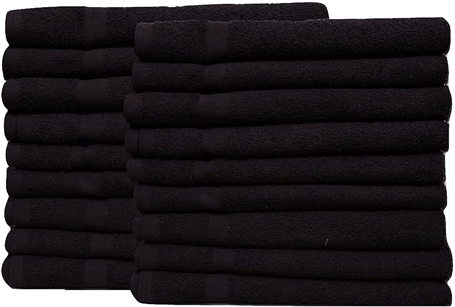 EOM Towels Bleach Safe 100% Cotton Ringspun Vat Dyed Hand Towels Size 16" X 28" 12 Pack Great for Salon, Gym and Home use. (Black)