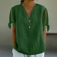 thumbnail image 2 of Uaswgudfs Split Sleeve Women's Blouses​ - V-Neck Button Front & Cotton Blend Short Sleeve for Trendy Summer Comfort, 2 of 5