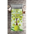 thumbnail image 2 of Ambesonne Tennis Quilted Coverlet 2 Pcs, Tennis Balls Pattern, Twin Size, Pale Green Brown White, 2 of 2
