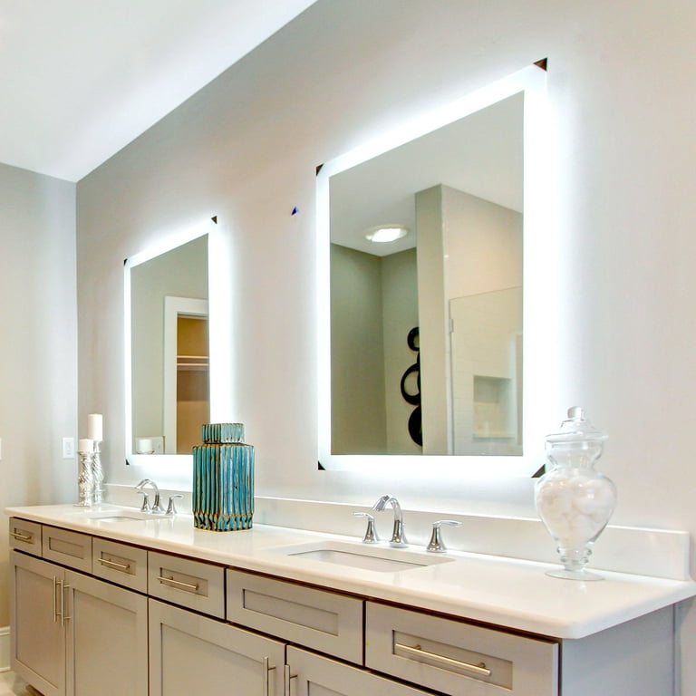 Front-Lighted LED Bathroom Vanity Mirror: 44 x 48 - Rectangular – Mirrors  & Marble