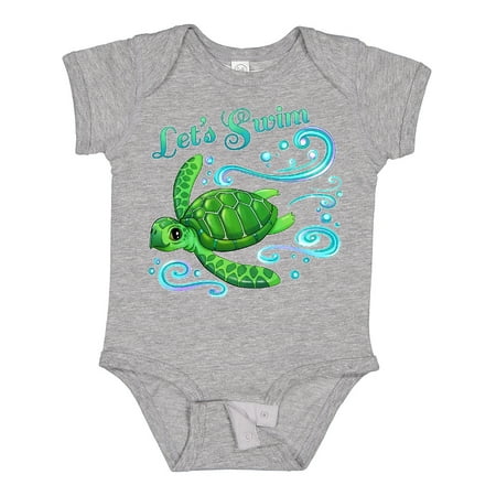 

Inktastic Lets Swim- Cute Sea Turtle Gift Baby Boy or Baby Girl Bodysuit