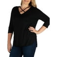 thumbnail image 3 of 24seven Comfort Apparel Plus Size Criss Cross Round Hemline Tunic Top, 3 of 4