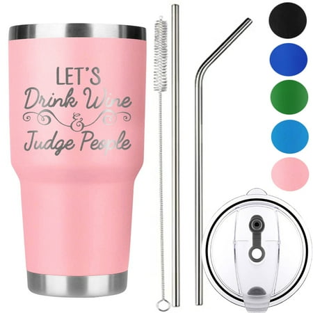

30 oz stainless steel tumbler double wall vacuum insulated coffee cup with straw and cup brush
