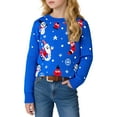 thumbnail image 4 of Tisuna Christmas Sweater For Girls Toddler Cartoon Print Long Sleeve Crew Neck Tops Cute Loose Autumn Winter Kids Outdoor Wear Blue Size 2-3 Years, 4 of 4