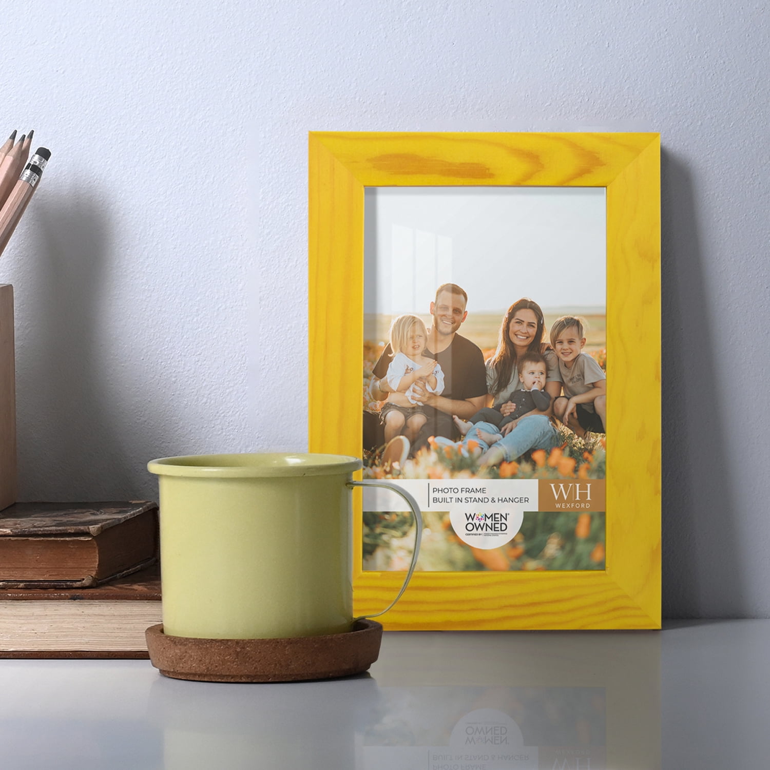 Woodgrain 4 in. x 6 in. Sunflower Yellow Picture Frame (Set of 2)