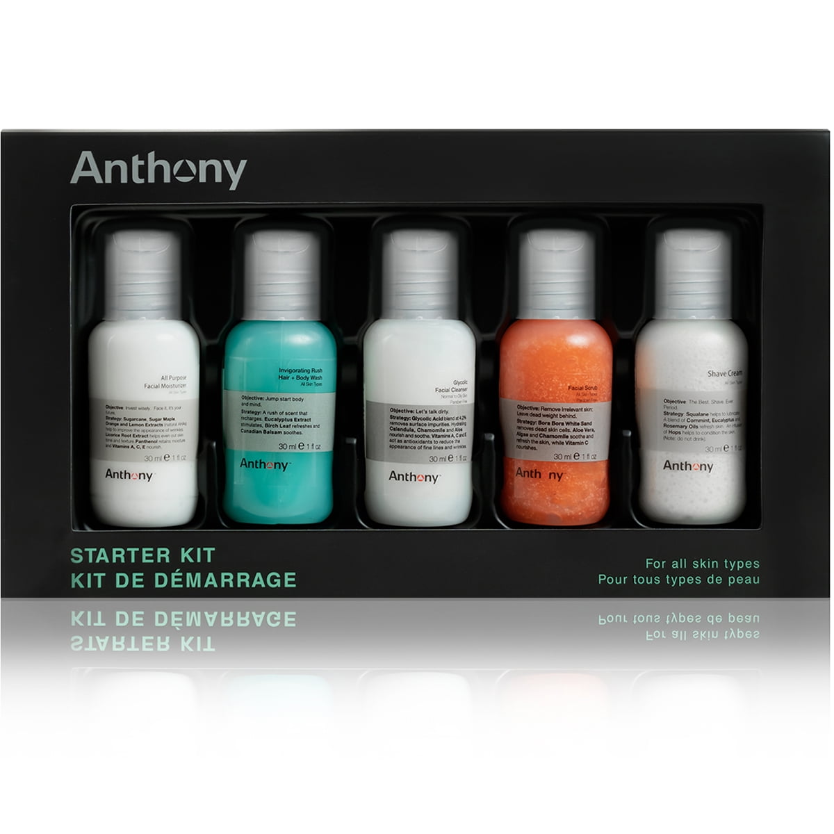 Anthony Starter Kit, 5 Count, Glycolic Facial Cleanser, Facial Scrub