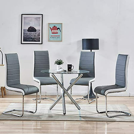 Enjowarm Dining Chairs Set Of 6 Grey, Set Of 6 Dining Chairs With Chrome Legs