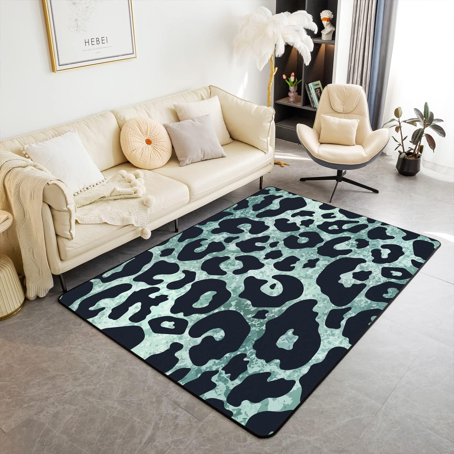 Rainbow Leopard Print Area Rug for Teens Youth,Cheetah Carpet 3x5
