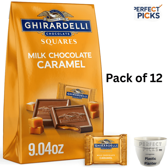 GHIRARDELLI Milk Chocolate Candy SQUARES with Caramel Filling, 9.04 oz Bag