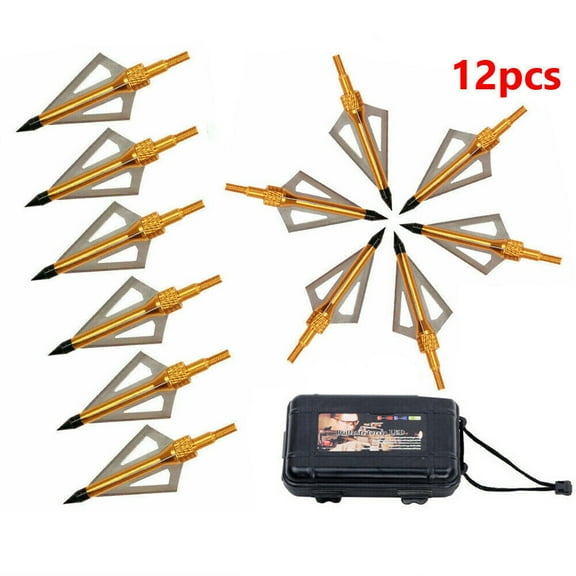 EROCK Hunting Bow Archery 3 Blade 100 grain Crossed Broadhead Arrow Point Tips w/Box