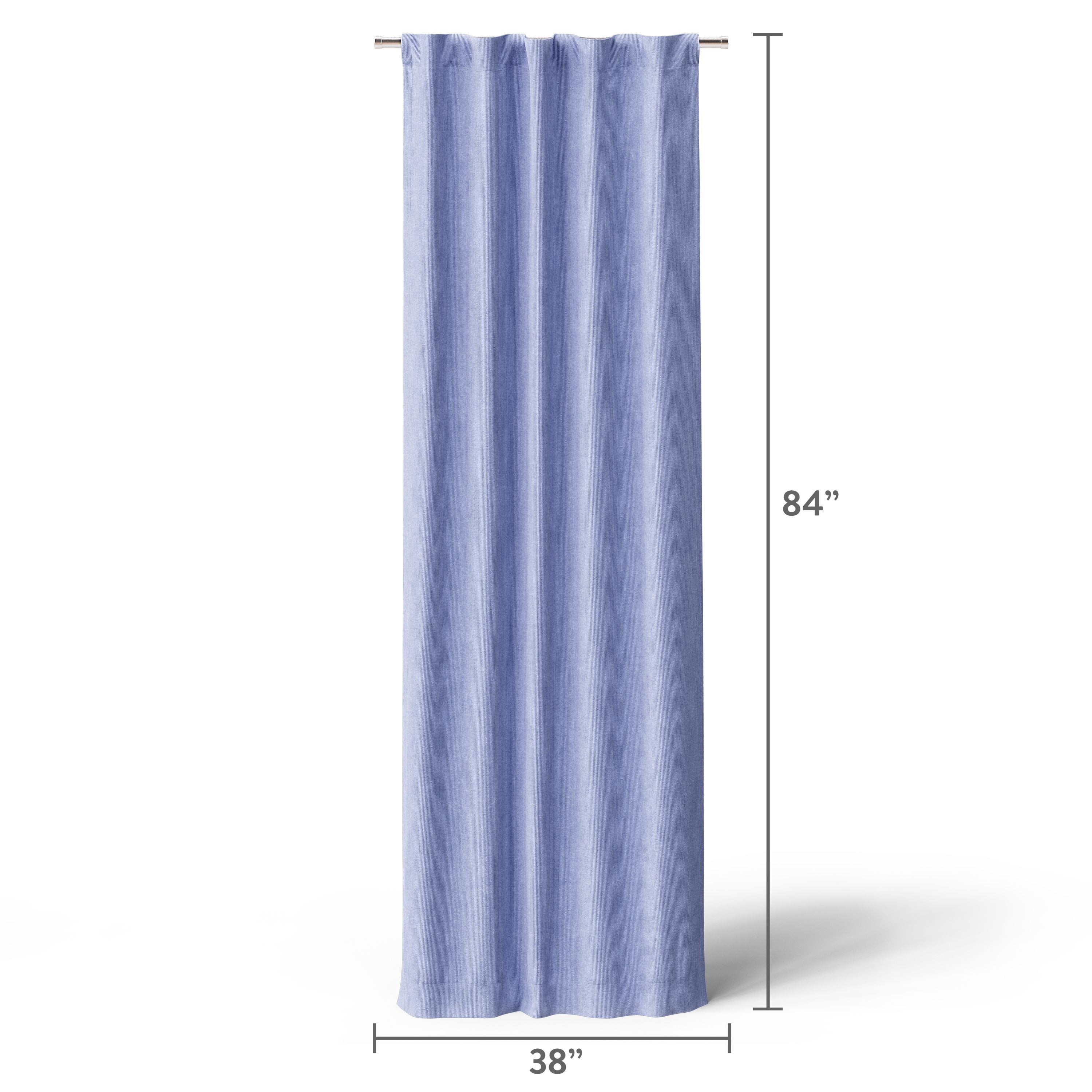 Mainstays Kids Blackout Ribbed Corduroy Single Curtain Panel, Rod Pocket with Back Tabs, Light Purple, 38 in x 84 in, 1 Panel